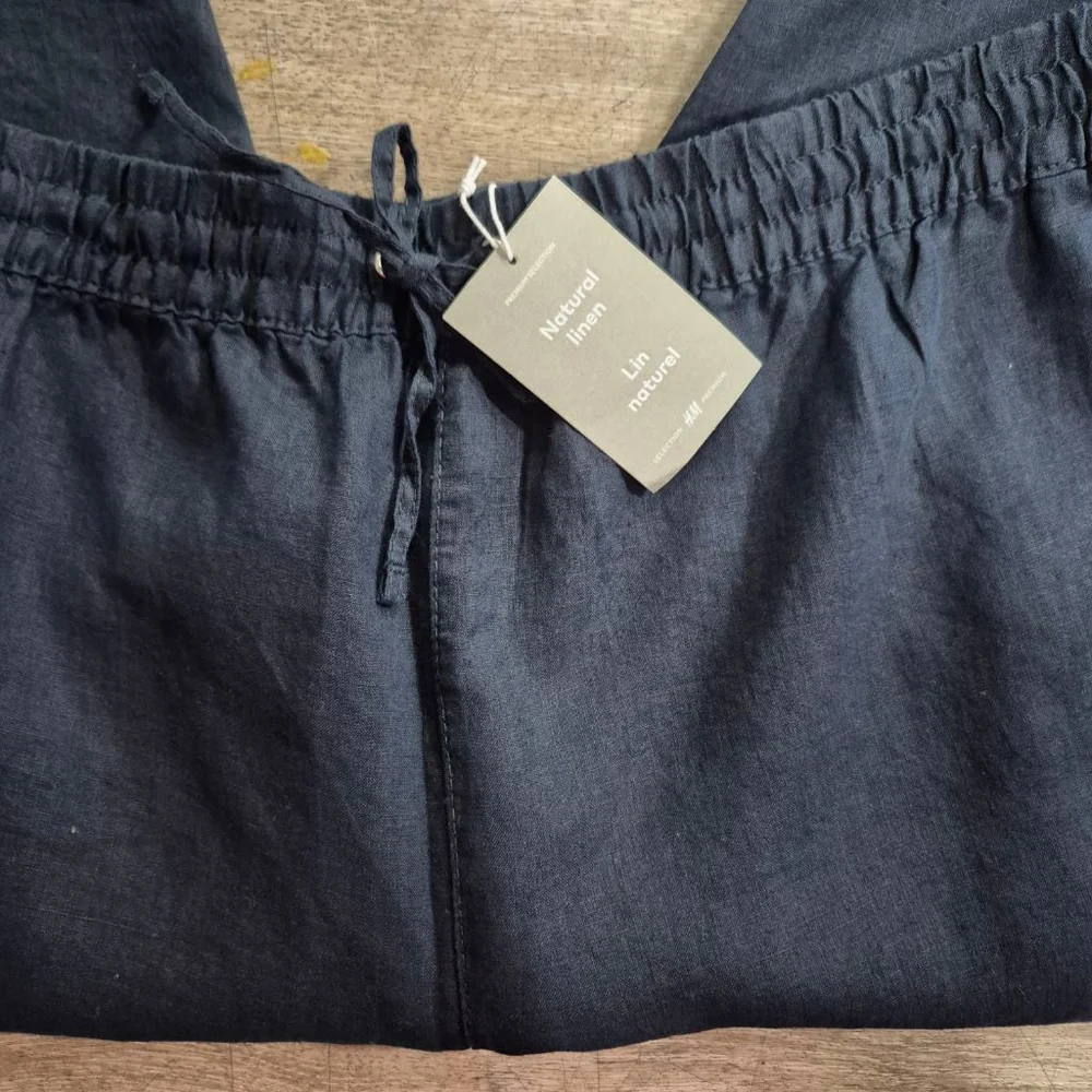 Women's H&M Navy Linen Trousers Plus Size XXL